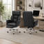 Chaise de bureau ergonomique et réglable avec pivot, accoudoirs et repose-pieds rétractables pour espaces de travail modernes
