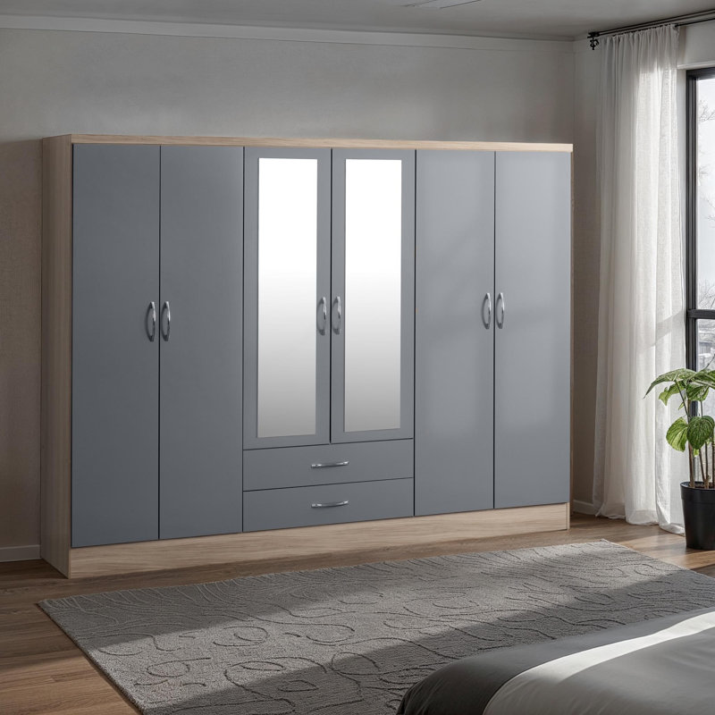 Cascio 6 Door Wardrobe, Grey Gloss