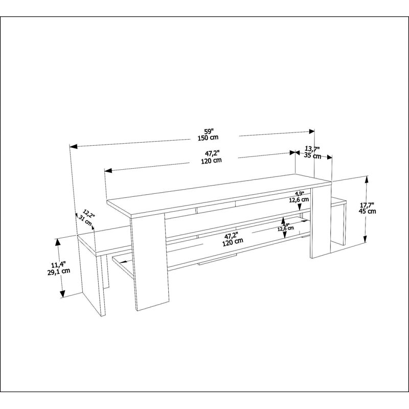Itzary TV Stand for TVs up to 55", White/Brown