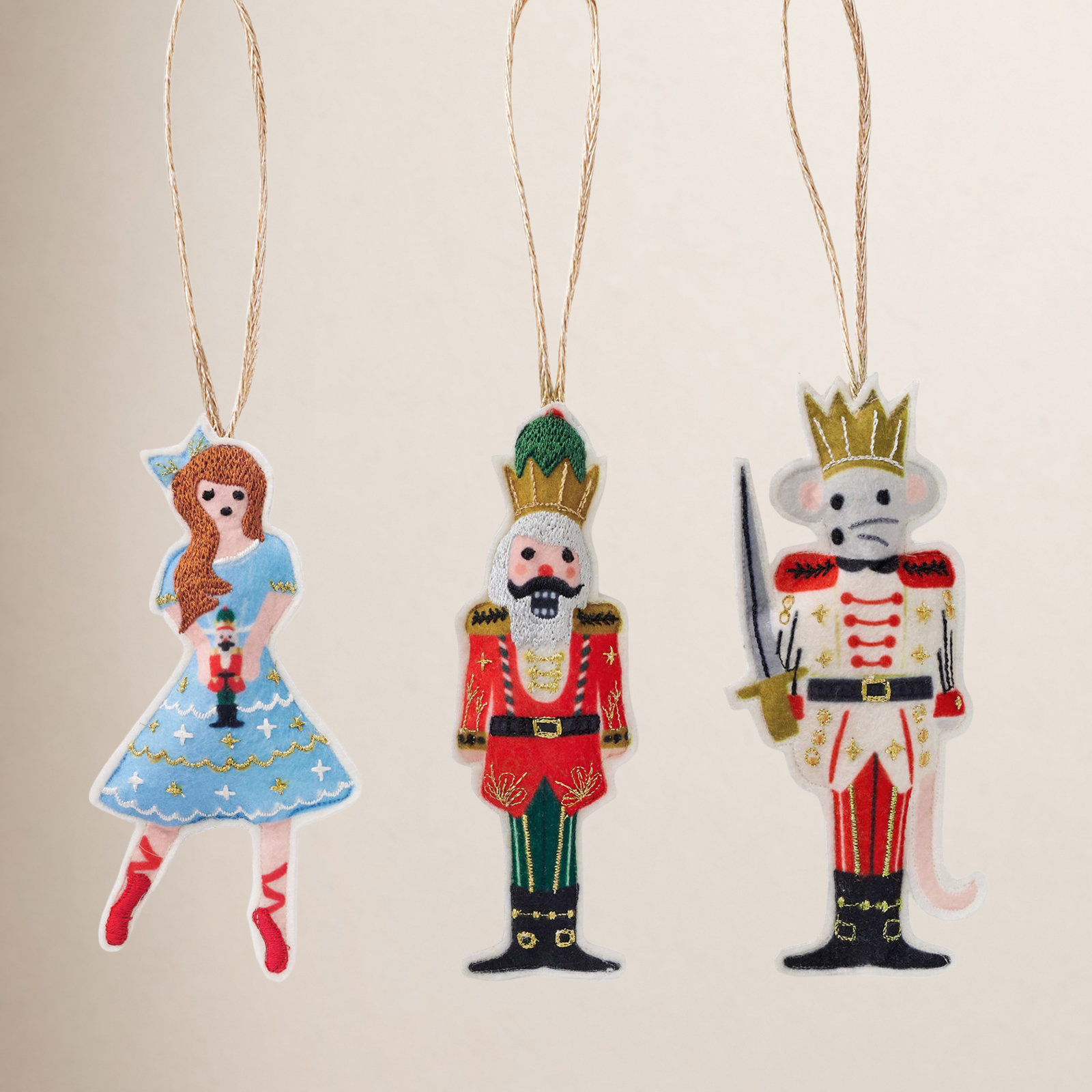 Rifle Paper Co. Nutcracker Set of 3 Felt Ornaments