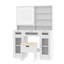Meuble-lavabo 41,3 po, miroir coulissant, lumières DEL, 3 tiroirs, 2 armoires RVB, tablettes ouvertes, station de recharge, blanc