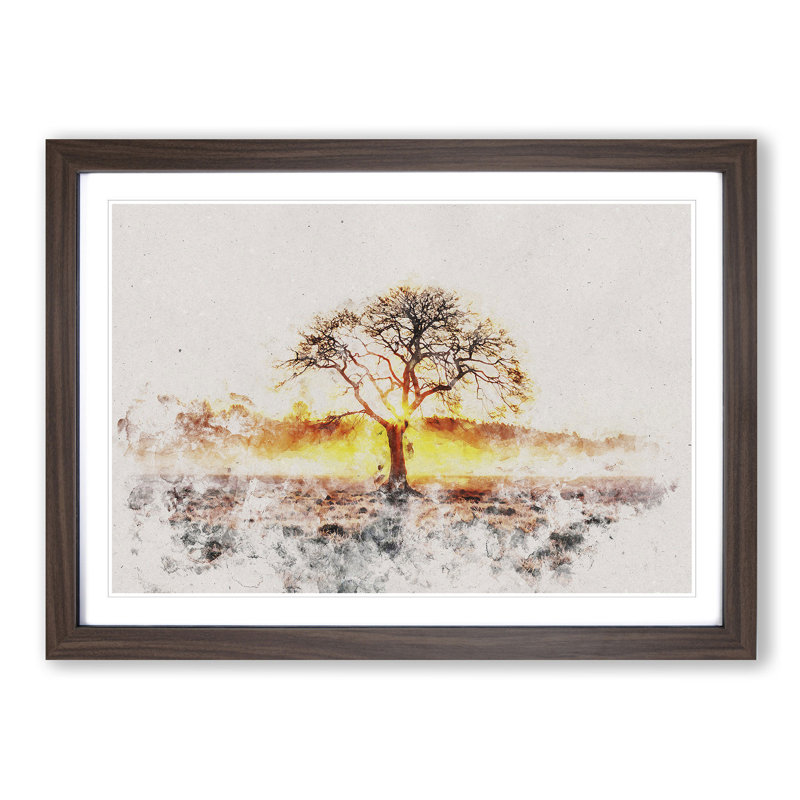 Sunlight Through the Oak Tree - Picture Frame Graphic Art Print on MDF, Walnut Framed, 62cm H x 87cm W x 2cm D