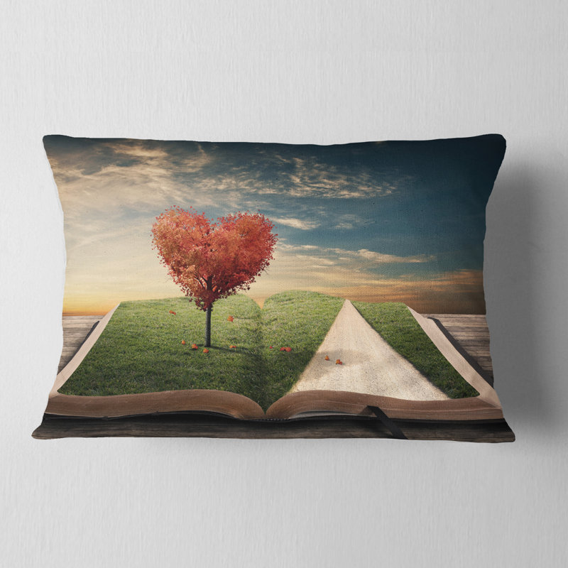 Incroyable arbre à cœur et livre - coussin abstrait imprimé