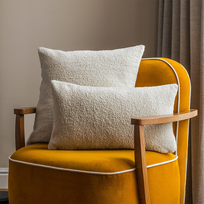BOUCLETTE Pillow Cover & Insert, Ivory, Rectangle 13"H x 22"W
