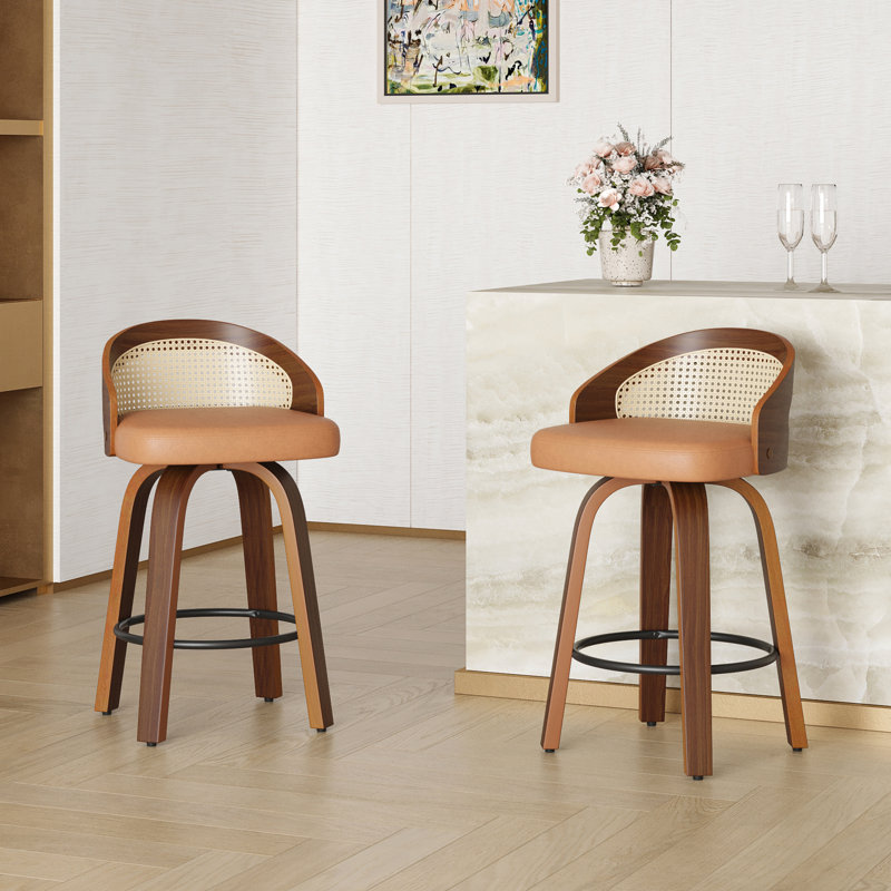 Ensemble de 2 tabourets pivotants, Brun