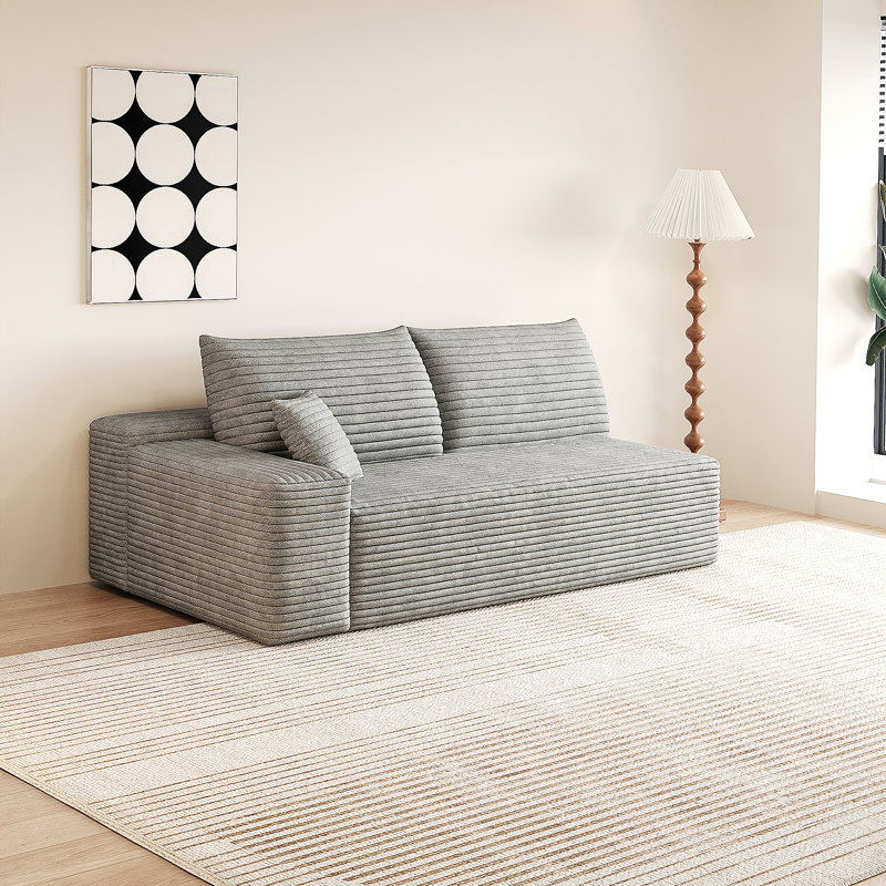 Canapé modulaire modulaire en velours côtelé moelleux, L 68,1 po