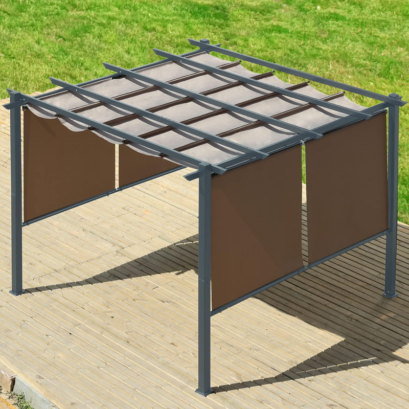 Aoodor Aluminum Pergola with Canopy, 10 ft. x 13 ft., Brown
