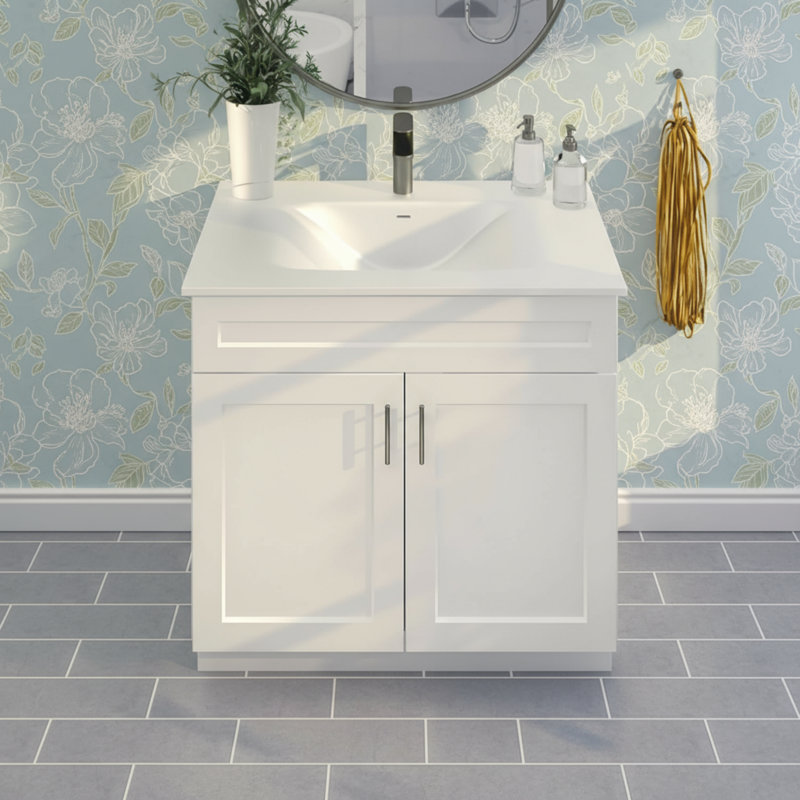 Base de meuble-lavabo blanche à bascule, conception modulaire, compatible avec l'installation du lavabo, simple et pratique.