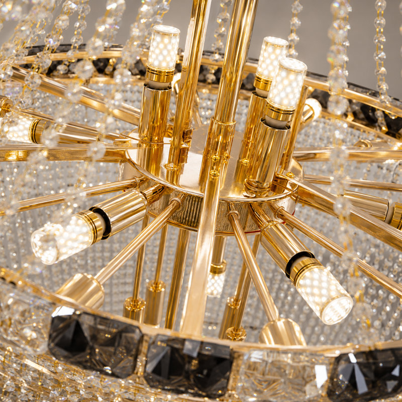Lustre en cristal 26 lumières à niveaux gradués K9, H 59,06 po x l 33,46 po x P 33,46 po