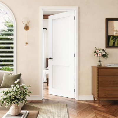 Porte pré-suspendue intérieure à 2 panneaux de 30 po x 80 po avec charnières noires, plaque de porte à cadre solide avec cadre, porte intérieure comme porte de garde-manger, porte de chambre à coucher, porte de buanderie, portes de placard, portes de pièce, droite