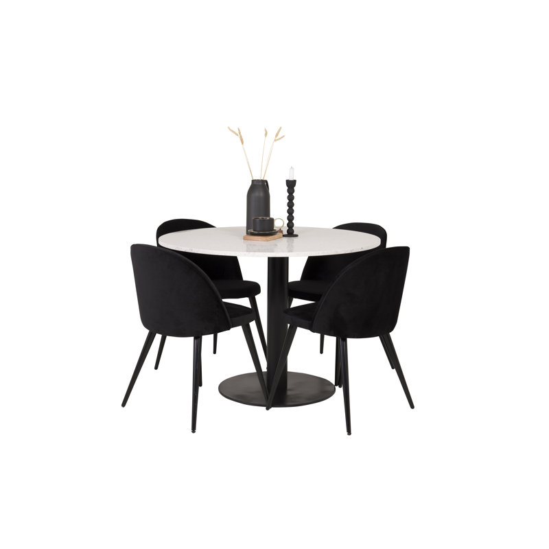 Withernsea 4 - Person Dining Set, White, Black