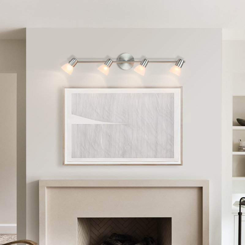 Brushed Nickel 4-Light Modern Track Lighting with Glass Shades