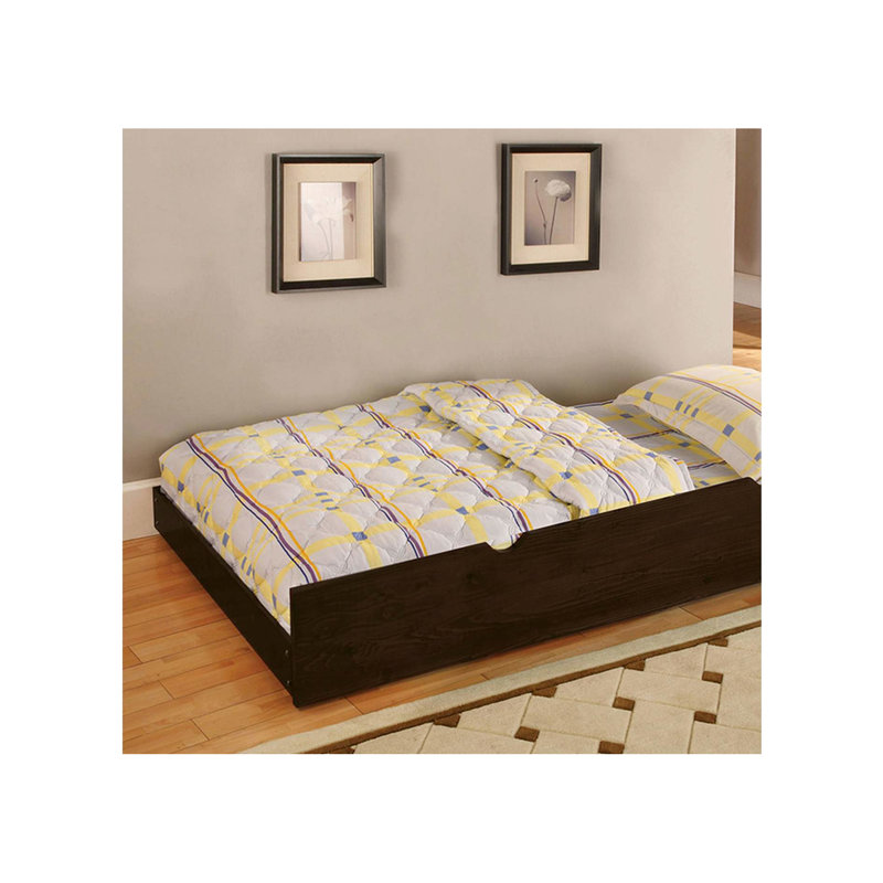 Lit simple superposé au-dessus de style transitionnel, finition noyer foncé, attaché, joint de verrouillage à rails, lit gigogne, bois massif, intérieur de lit à 13 lattes en noyer, avec rails de joint, et lit gigogne, bois