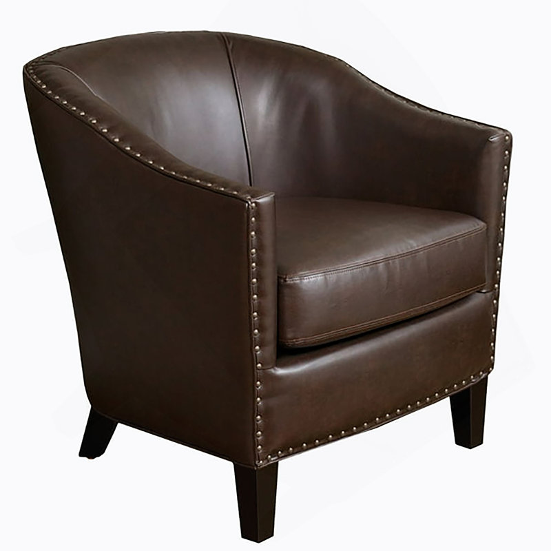 Fauteuil club en cuir reconstitué brun, Brun