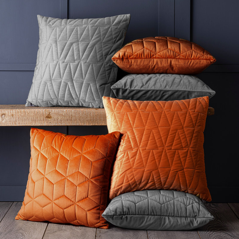 Aswin Geometric Square Throw Pillow Cover, Orange