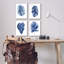 «Varied Blue Leaves Simple Botanical Plant Shapes» par - 4 pièces, ensemble d'art graphique sur toile flottante-75889223-75889226