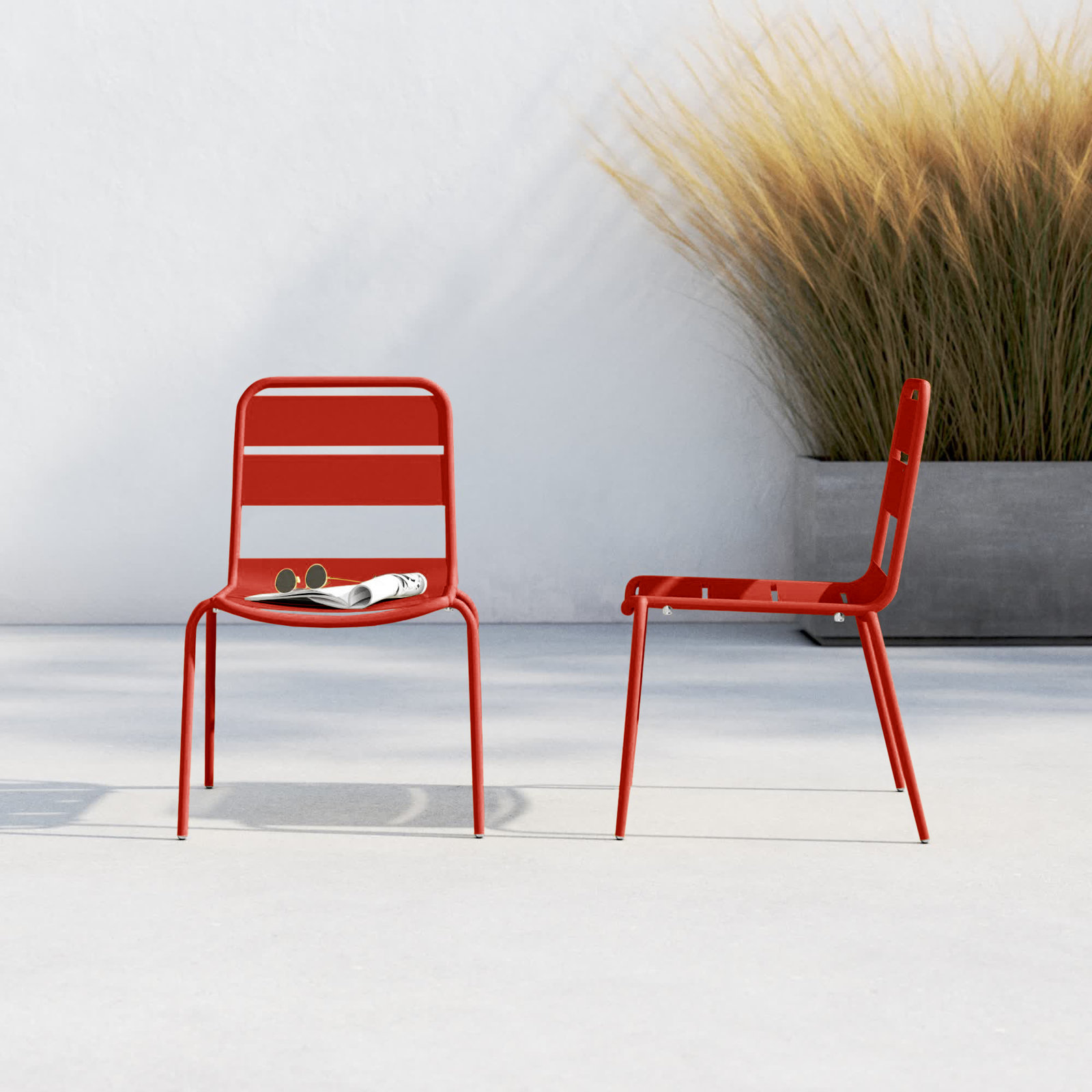 Kapri Stackable Patio Side Chair, Venitian