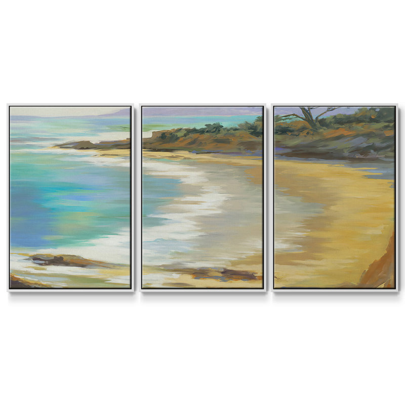 «Rocky Point», reproduction sur toile 3 pièces, H 40 po x l 78 po x P 2 po, Blanc
