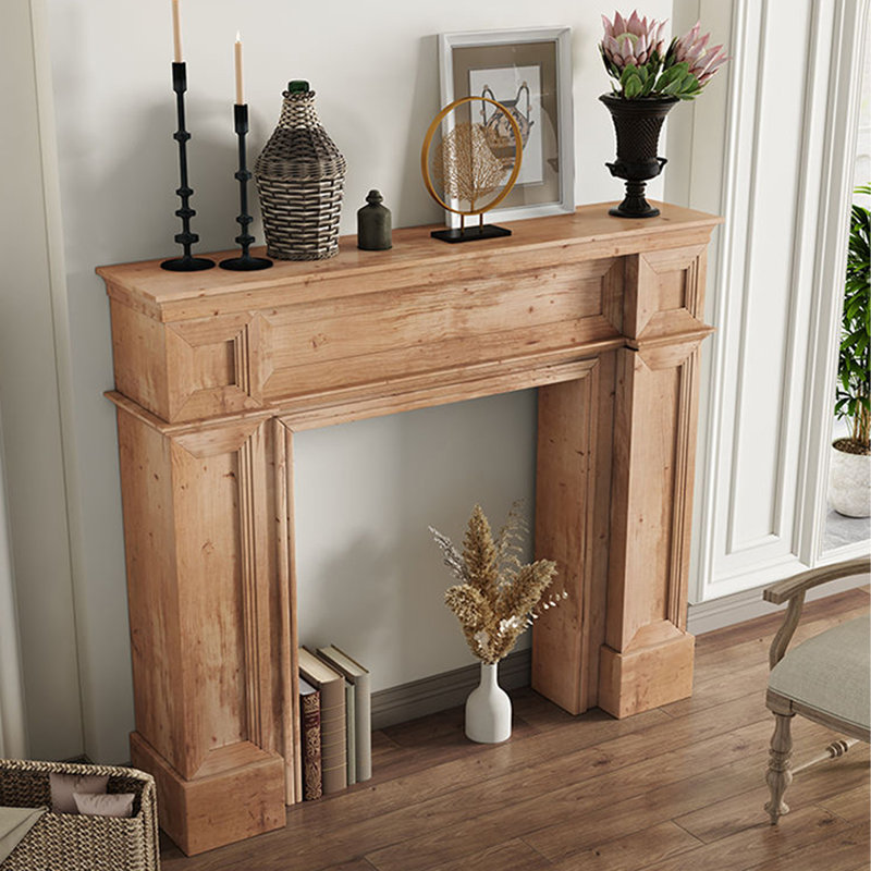 Burlywood Manufactured Wood Freestanding Fireplace, 43.31" H x 39.37" W x 7.87" D