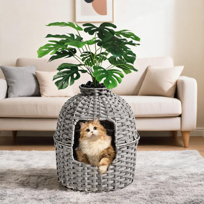 Lit rond pour chat en fer et osier