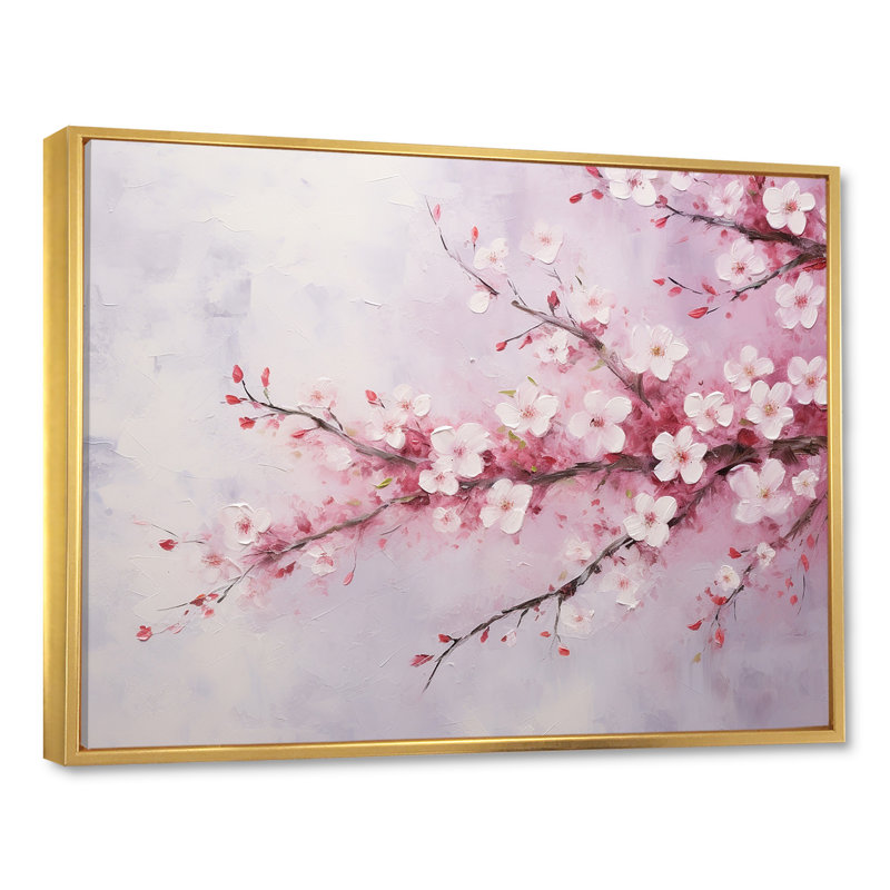 «Cherry Bliss Tree» sur toile, H 16 po x l 32 po x P 1 po, Cadre flottant doré