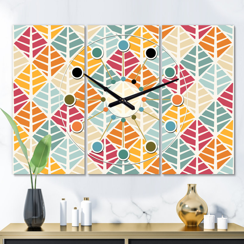 Très grande horloge murale à losange rétro Mid-Century