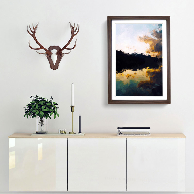 Reflection of the Clouds & Mountains - Picture Frame Painting Print, 36cm H x 27cm W x 2cm D, Walnut Framed