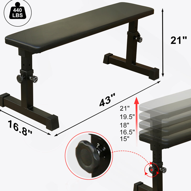 LE banc de musculation plat pour l'entraînement en force avec hauteur réglable à 5 niveaux