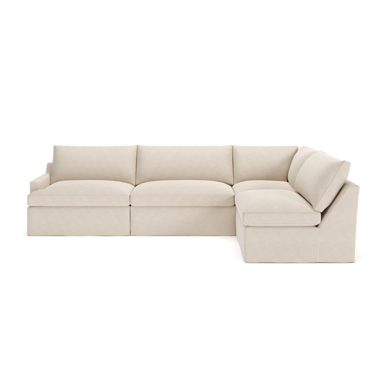 Wrenley 4-Piece Modular Sectional, Conversation Ivory Basketweave, Right Hand Facing
