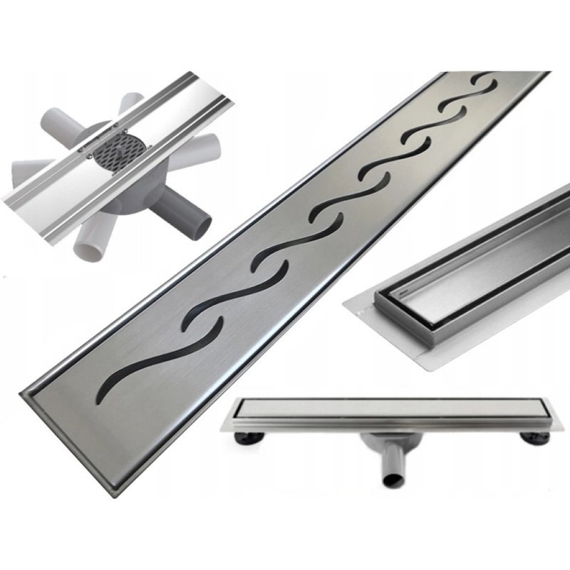 Cambell Linear Grid Waste Shower Drain, 100cm H x 104cm W x 5.2cm D