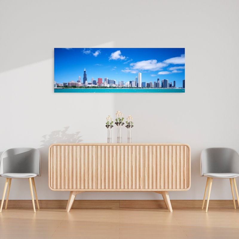 Skyline, Chicago, Illinois, États-Unis, art contemporain abstrait, art mural, H 16 po x l 48 po