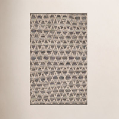 Textured Diamond Blue/Ivory Handwoven Cotton Rug