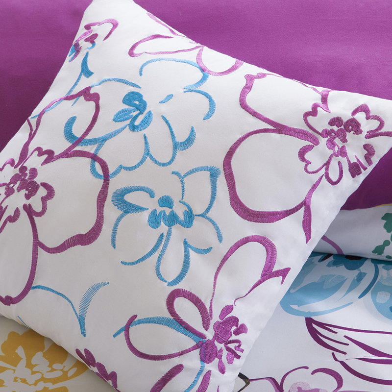 Édredon double / grand en bleu, imprimé floral sur tissu avec microfibre à motif floral bleu