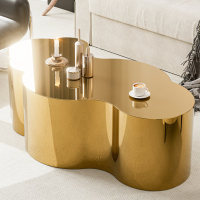 Modern Gold Stainless Coffee Table, Small Cloud Fashion Design,No Installation