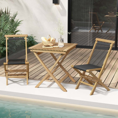 Kapresha Indonesia Teak Wood Folding Patio Dining Side Chair