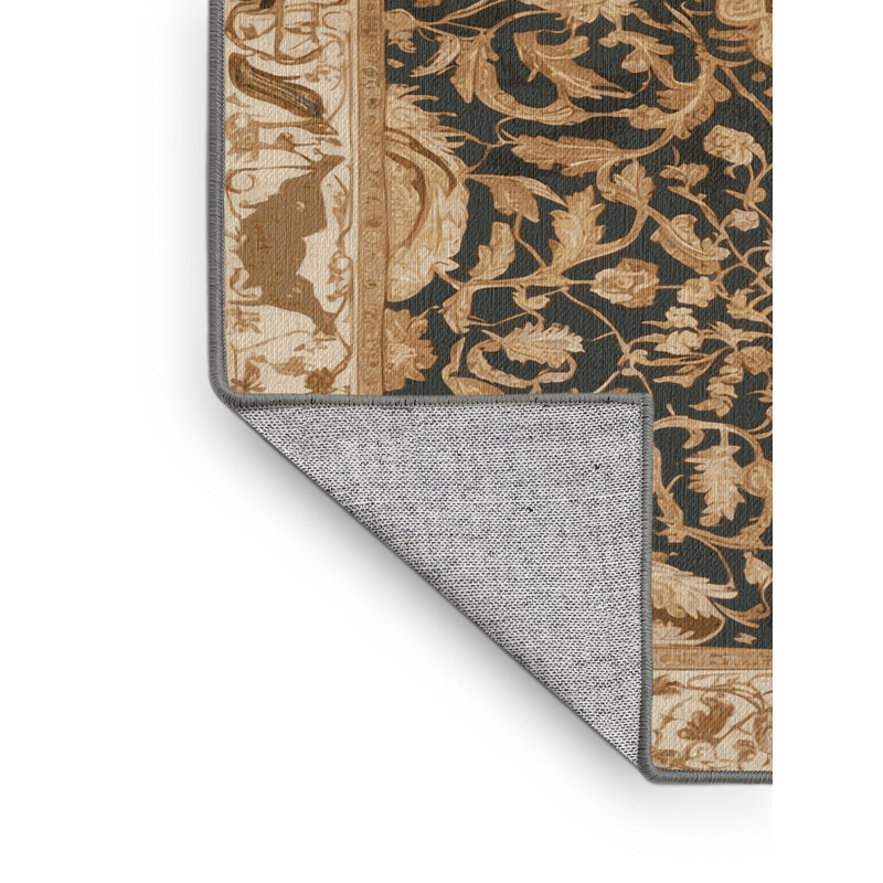 Tapis brun lavable à la machine, Rond 4 pi