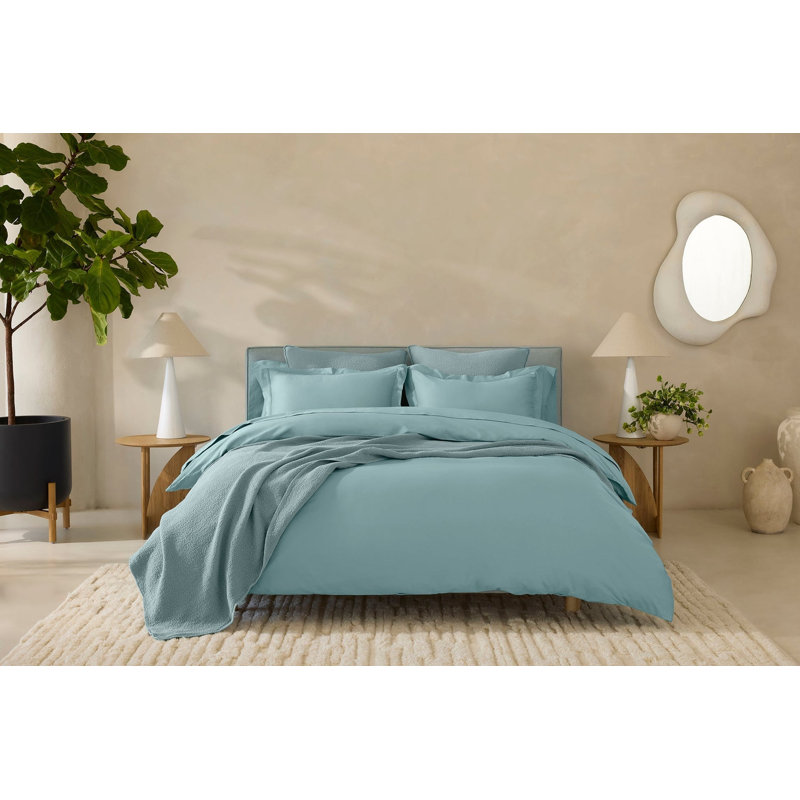 Cloud Soft Sateen Modern & Contemporary Sateen Duvet Cover, Twin Duvet Cover, Pacific Blue