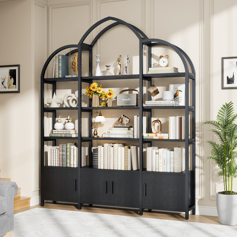 Bibliothèque et bibliothèque arquée en métal noir, Noir