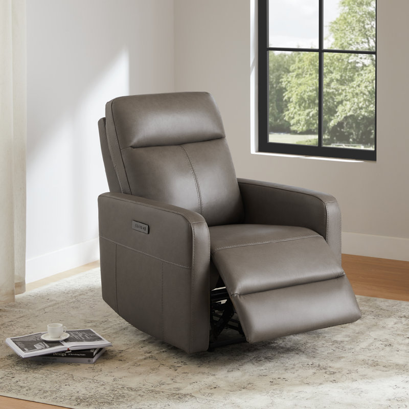 Fauteuil inclinable électrique en cuir véritable Leena, Taupe York