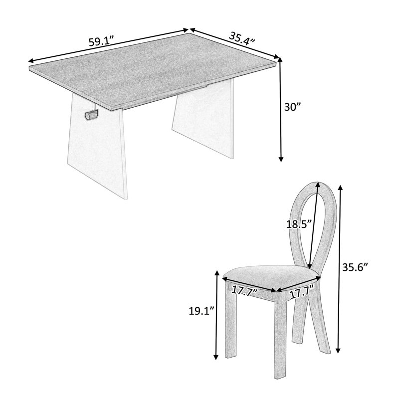 7 - Piece Dining Table Set,dinning table set, Brown