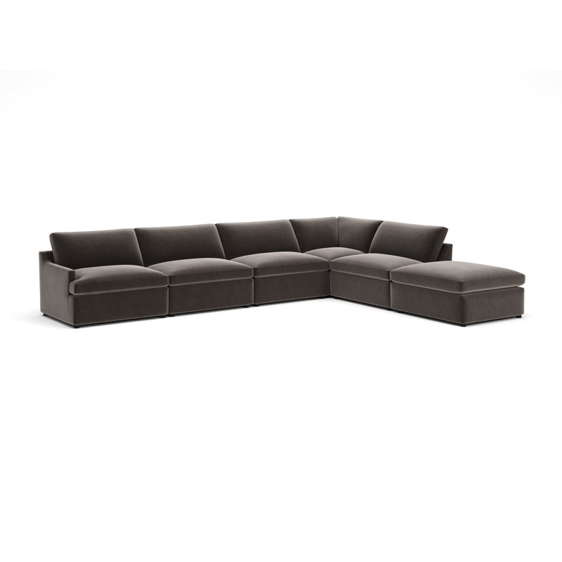 Canapé modulaire rembourré 6 pièces Essex, Chenille performance espresso Andrew, Orienté à droite