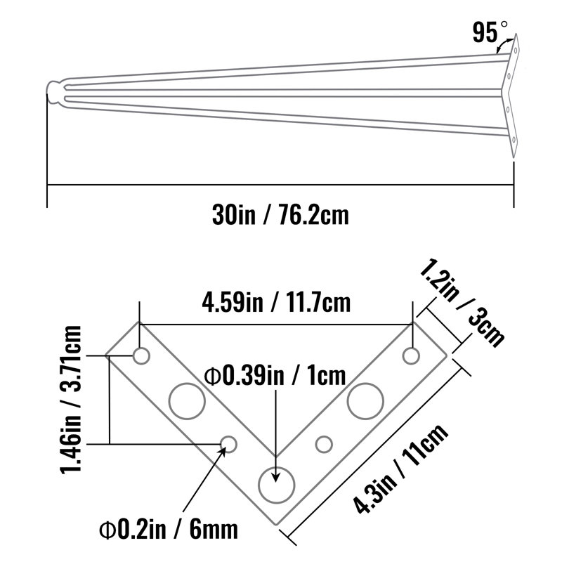 Eavan Table Leg, 30" H x 4.3" W x 4.3" D
