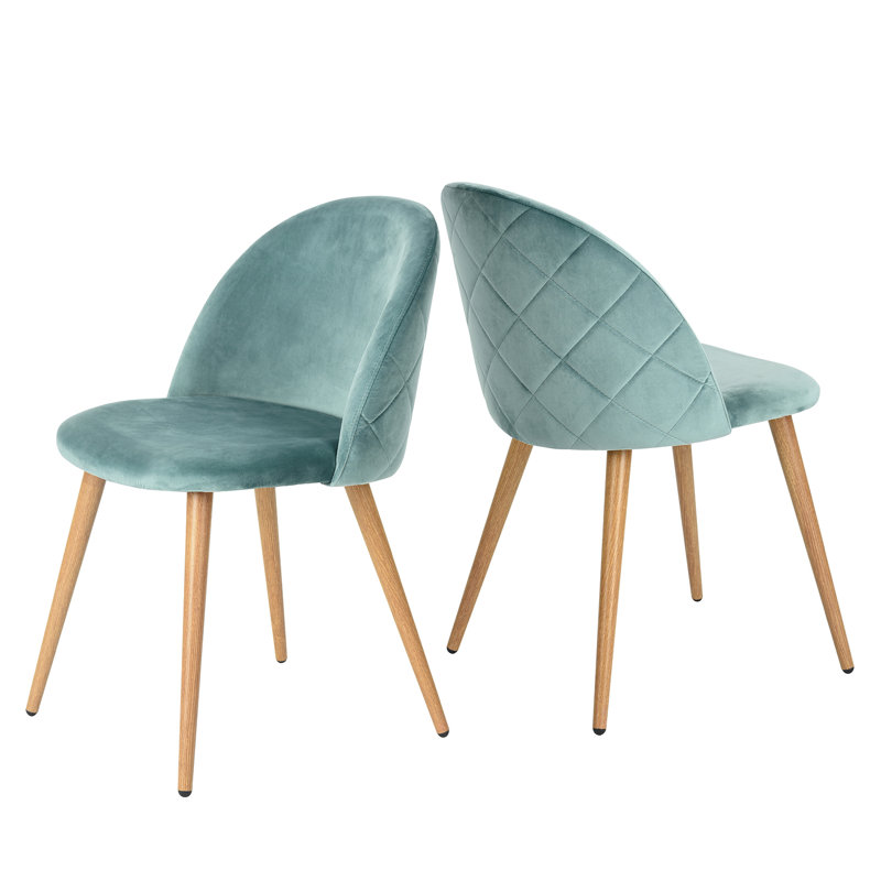 Autaugaville Upholstered Modern Dining Chairs with Metal Legs for Kitchen Living Room, Terry Fabric Aloe, Brown