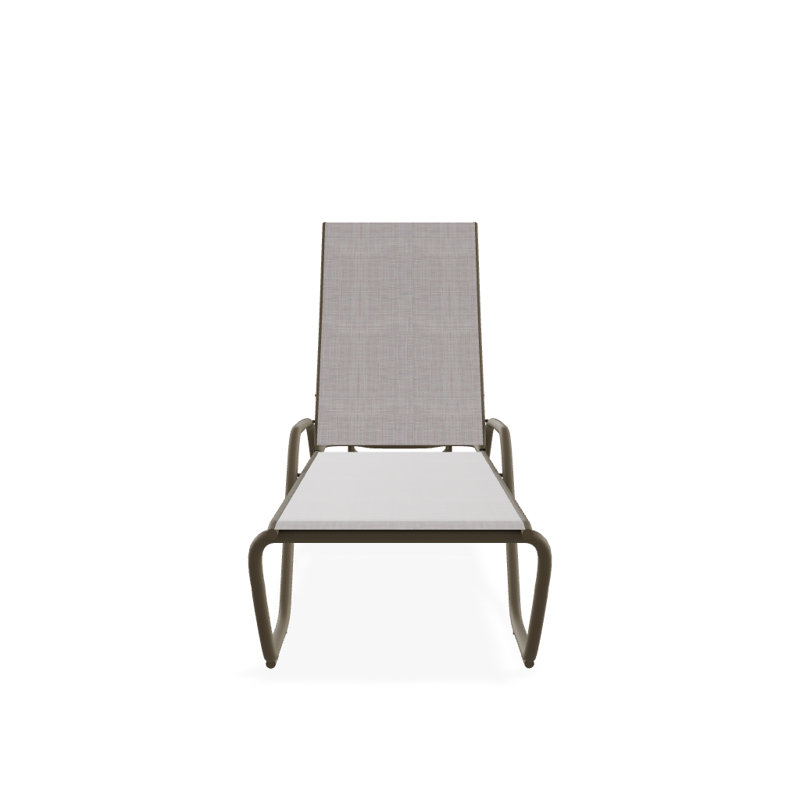Outdoor Rust-Resistant Metal Chaise Lounge, Textured Beachwood, Sand Dollar