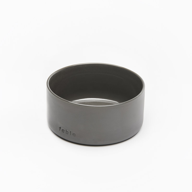 Small Dark Shadow Ceramic Pet Bowl with Glossy Interior