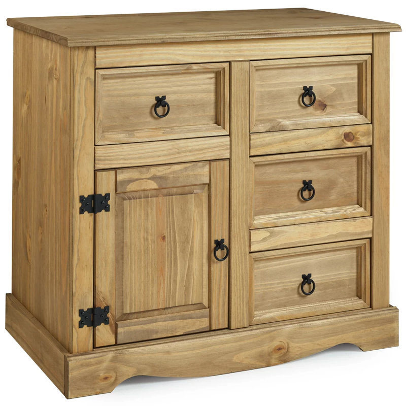 Buffet en bois massif Piumafua 34,02 po, Brun antique délavé