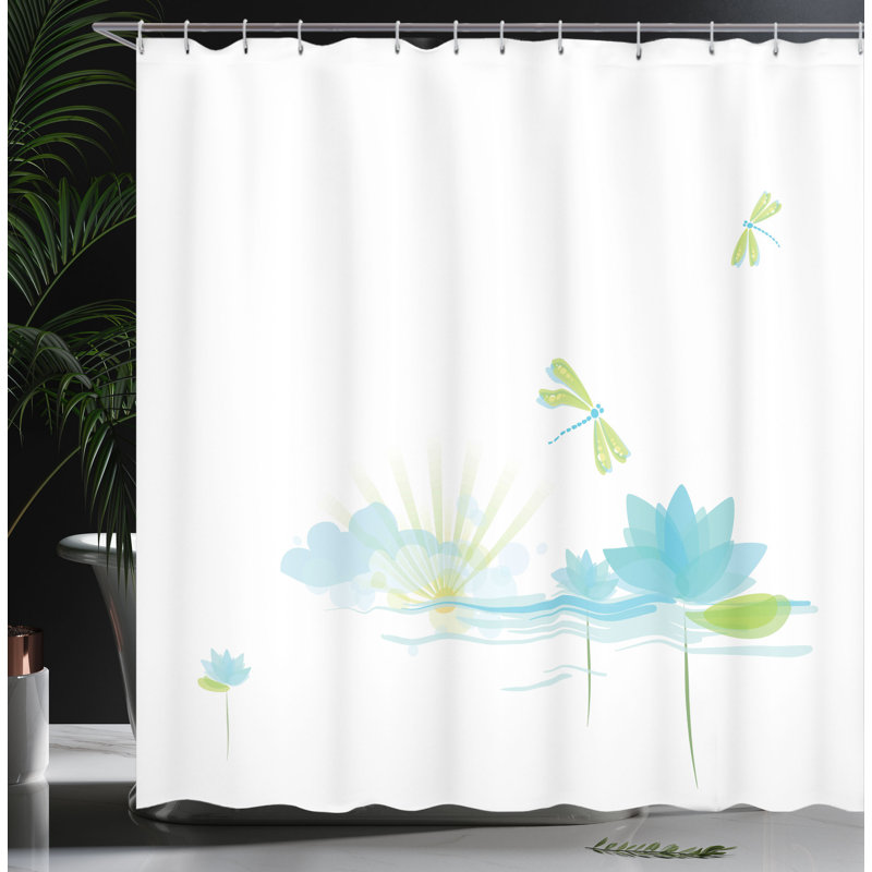Ensemble de rideau de douche et crochets libellule, H 84 po x l 69 po