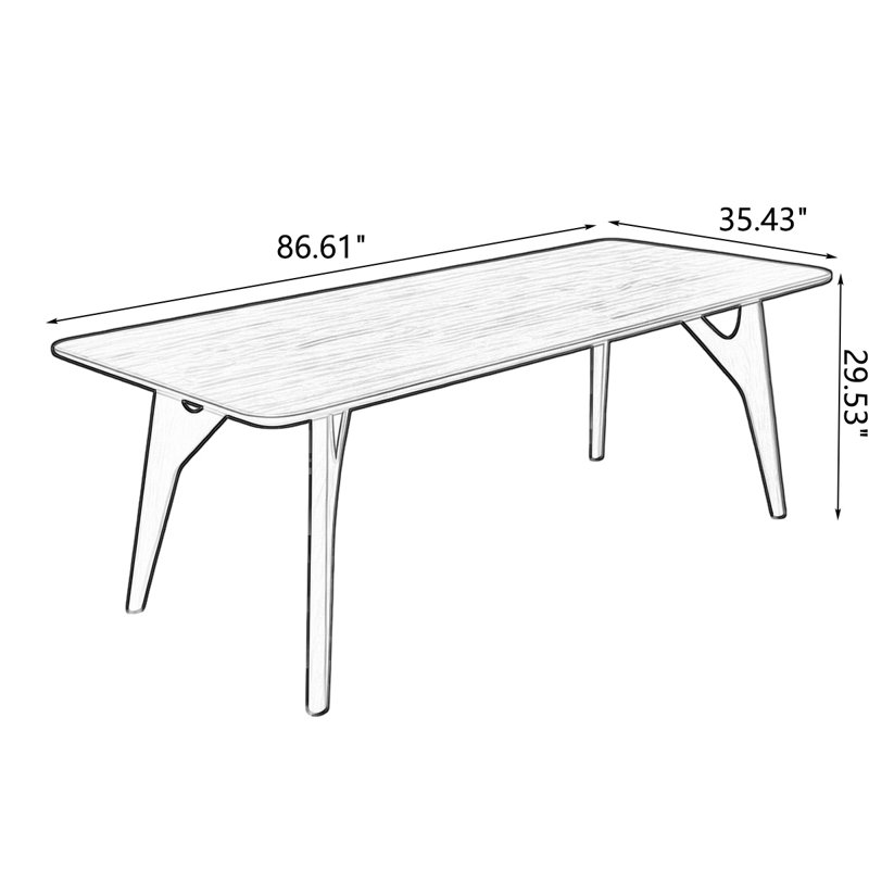 Brown Rectangular Solid Wood A-Frame Dining Table, 29.53"H x 86.61"L x 35.43"W