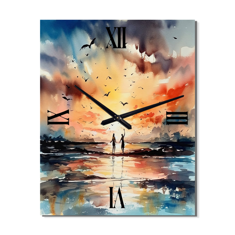Jarelys - Horloges murales de plage Modern Landscape, H 32 po x l 24 po x P 1 po