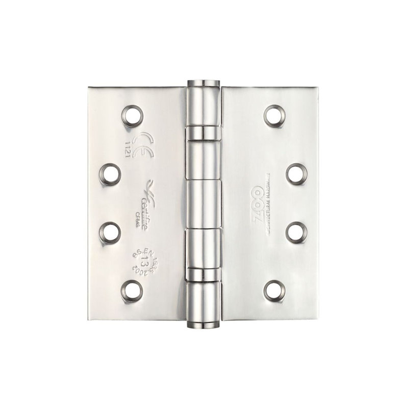 10cm H x 10cm W Butt Bearing Pair Door Hinges, Polised Stainless Steel